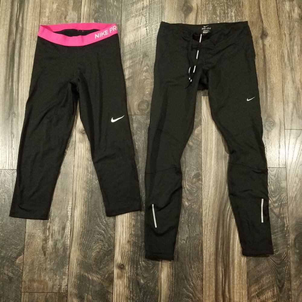 Lot of 2 Nike Pro Womens Leggings Running Athletic